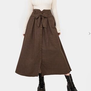 Disturbia Sweetspire Check Tie Waist Midaxi Skirt